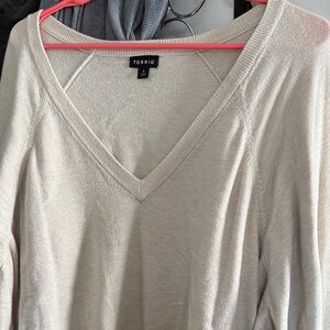 Torrid Cream V-Neck Sweater